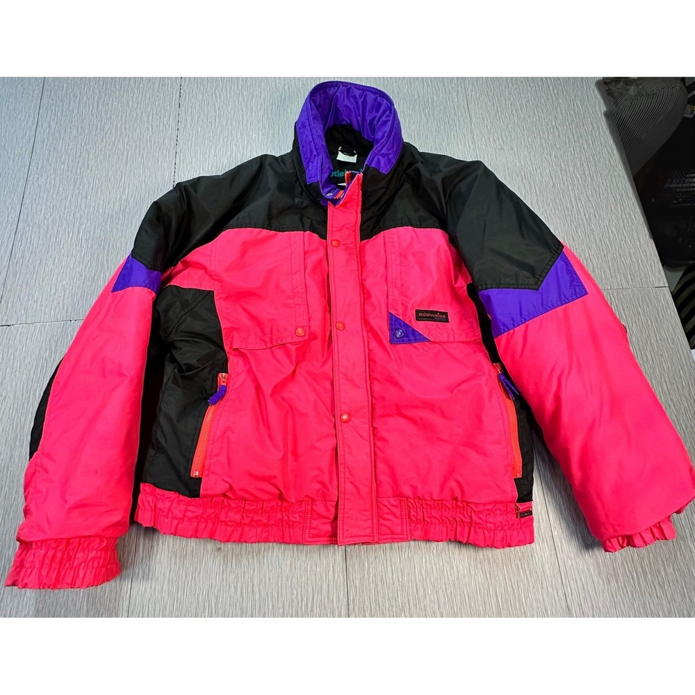 VTG Edelweiss Ski Wear Mens Jacket XL Full Zip Colorblock Multicolor Retro‎